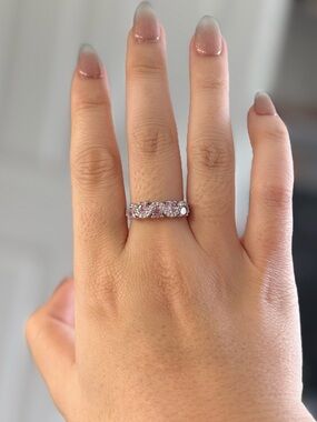 Pink Stone Sterling Silver Band Ring - Women Jewelry